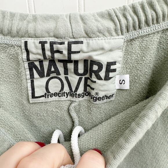 Free City Logo Sweatpants Women’s Small Lounge Joggers Pale Green - Picture 2 of 4